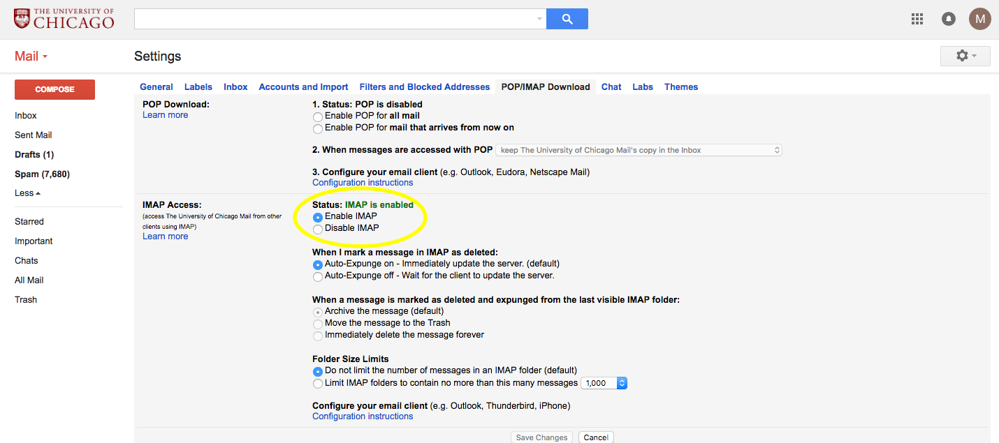 enable imap